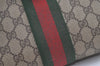 Authentic GUCCI Web Sherry Line Clutch Hand Bag GG PVC Leather Brown Junk 6571K