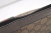 Authentic GUCCI Web Sherry Line Clutch Hand Bag GG PVC Leather Brown Junk 6571K