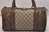 Authentic GUCCI Vintage GG Plus Hand Boston Bag GG PVC Leather Brown Junk 6572J