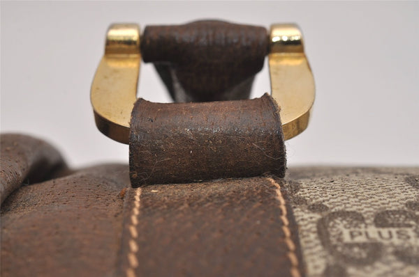 Authentic GUCCI Vintage GG Plus Hand Boston Bag GG PVC Leather Brown Junk 6572J