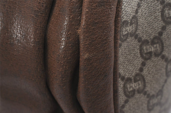 Authentic GUCCI Vintage GG Plus Hand Boston Bag GG PVC Leather Brown Junk 6572J