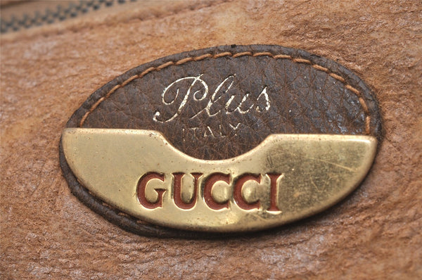 Authentic GUCCI Vintage GG Plus Hand Boston Bag GG PVC Leather Brown Junk 6572J