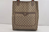 Authentic GUCCI Web Sherry Line Shoulder Tote Bag GG PVC Leather Brown 6573J