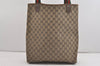 Authentic GUCCI Web Sherry Line Shoulder Tote Bag GG PVC Leather Brown 6573J
