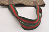 Authentic GUCCI Web Sherry Line Shoulder Tote Bag GG PVC Leather Brown 6573J
