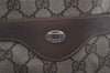 Authentic GUCCI Web Sherry Line Shoulder Tote Bag GG PVC Leather Brown 6573J