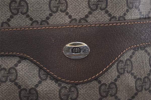 Authentic GUCCI Web Sherry Line Shoulder Tote Bag GG PVC Leather Brown 6573J