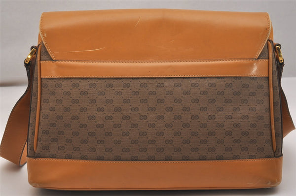 Authentic GUCCI Micro GG PVC Leather Shoulder Cross Body Bag Purse Brown 6574J