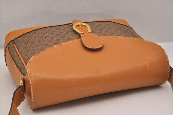 Authentic GUCCI Micro GG PVC Leather Shoulder Cross Body Bag Purse Brown 6574J