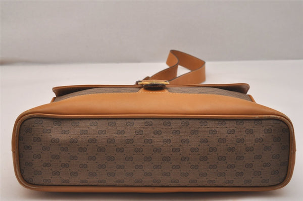 Authentic GUCCI Micro GG PVC Leather Shoulder Cross Body Bag Purse Brown 6574J