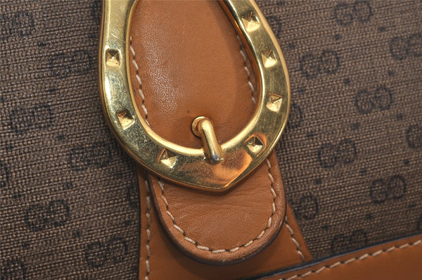 Authentic GUCCI Micro GG PVC Leather Shoulder Cross Body Bag Purse Brown 6574J