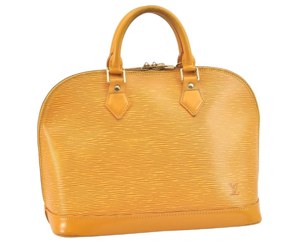 Authentic Louis Vuitton Epi Alma PM Hand Bag Yellow M52149 LV 6575K