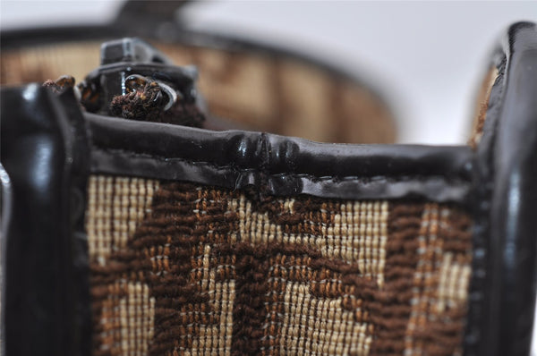 Authentic Christian Dior Trotter Hand Tote Bag Canvas Leather Brown 6576I