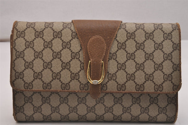 Authentic GUCCI Shoulder Cross Body Bag Purse GG PVC Leather Brown Junk 6576J