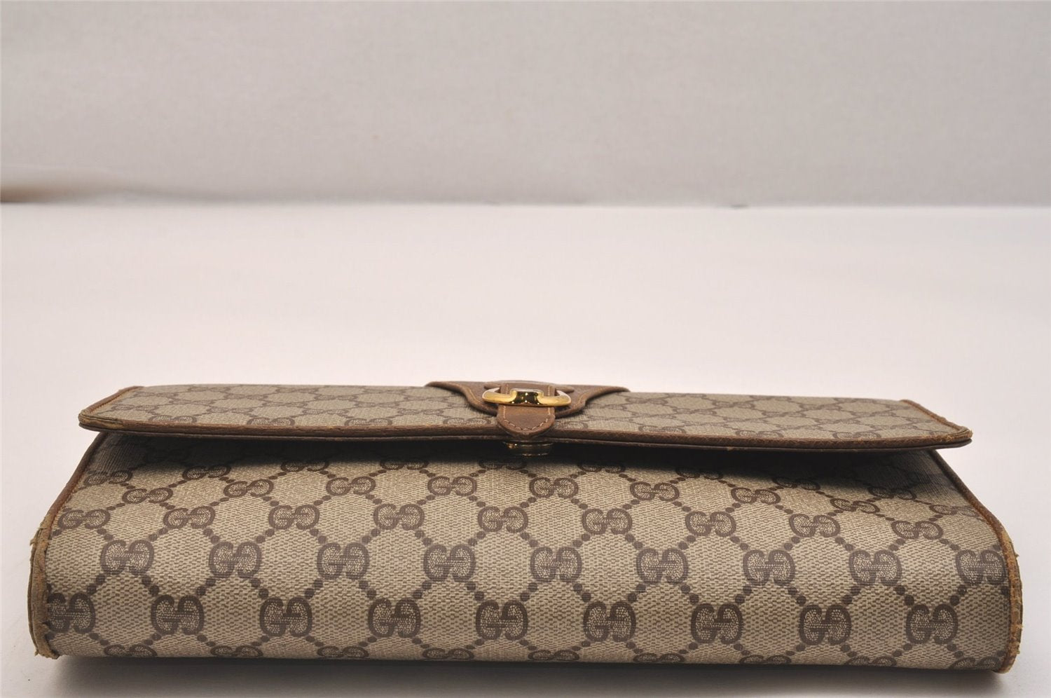 Authentic GUCCI Shoulder Cross Body Bag Purse GG PVC Leather Brown Junk 6576J