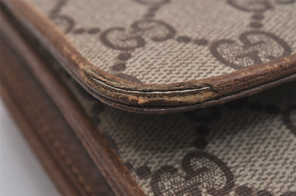 Authentic GUCCI Shoulder Cross Body Bag Purse GG PVC Leather Brown Junk 6576J