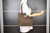Authentic FENDI Vintage Zucca Shoulder Tote Bag Purse Canvas Leather Brown 6577I