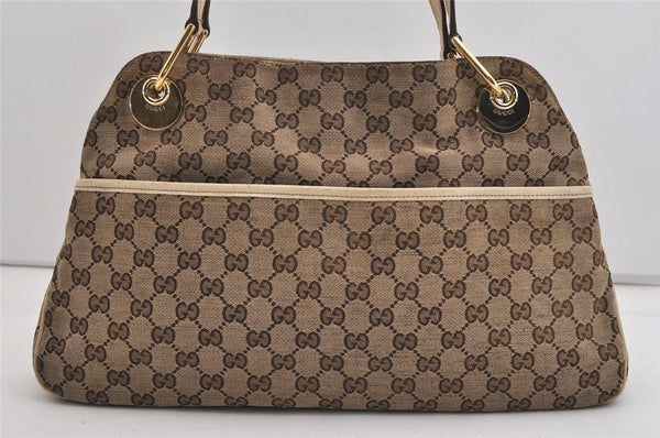 Authentic GUCCI Eclipse Shoulder Tote Bag GG Canvas Leather 121023 Brown 6577J