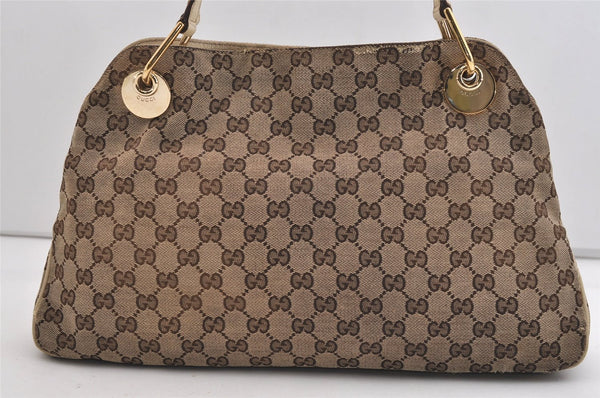 Authentic GUCCI Eclipse Shoulder Tote Bag GG Canvas Leather 121023 Brown 6577J
