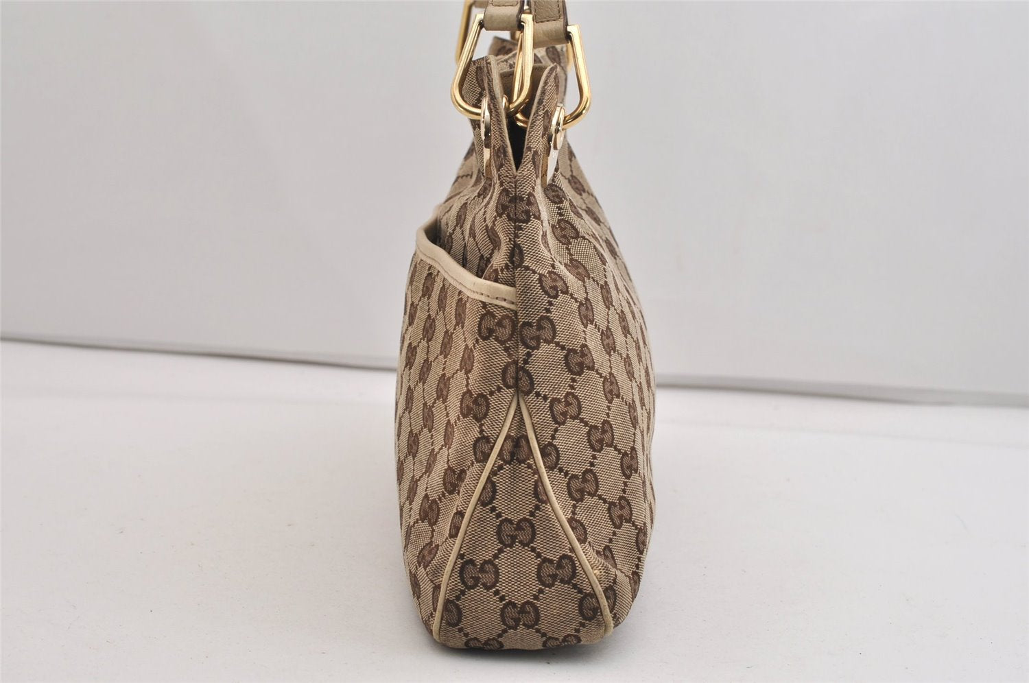 Authentic GUCCI Eclipse Shoulder Tote Bag GG Canvas Leather 121023 Brown 6577J