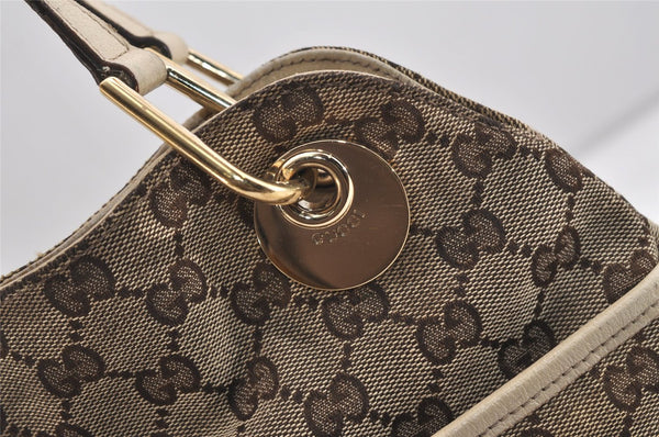 Authentic GUCCI Eclipse Shoulder Tote Bag GG Canvas Leather 121023 Brown 6577J