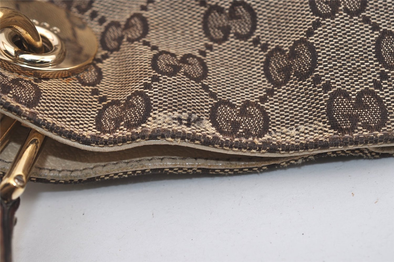 Authentic GUCCI Eclipse Shoulder Tote Bag GG Canvas Leather 121023 Brown 6577J