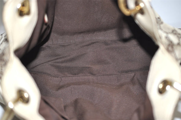 Authentic GUCCI Eclipse Shoulder Tote Bag GG Canvas Leather 121023 Brown 6577J