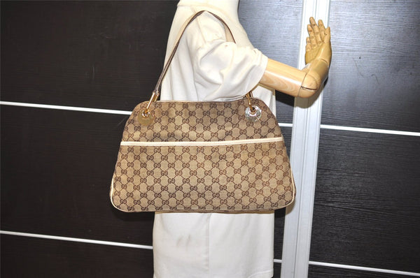 Authentic GUCCI Eclipse Shoulder Tote Bag GG Canvas Leather 121023 Brown 6577J
