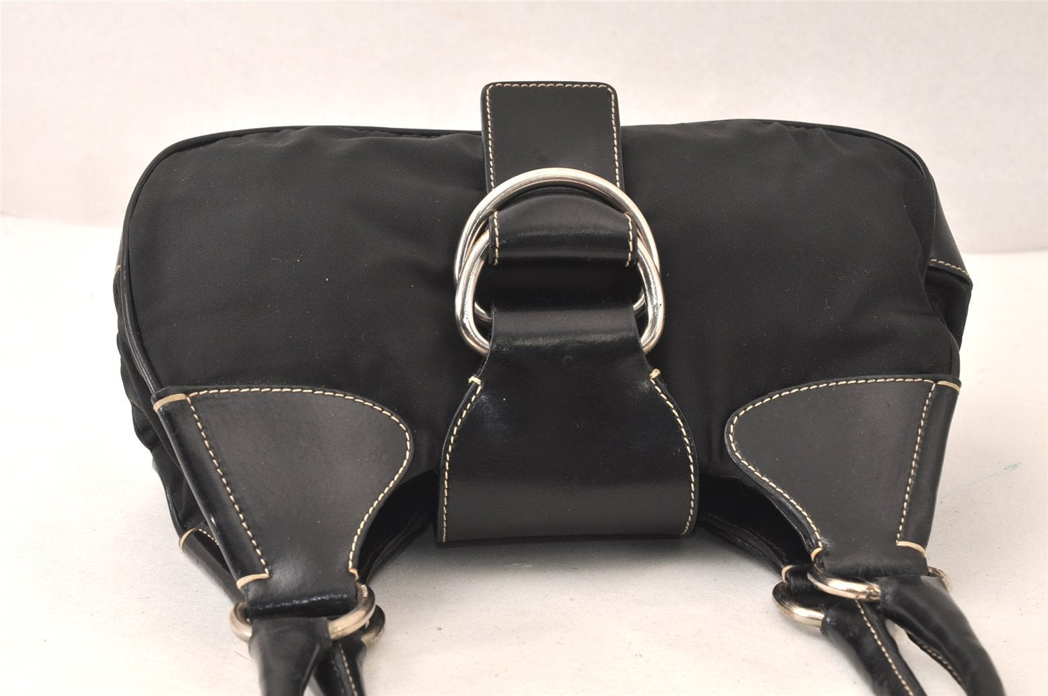 Authentic PRADA Nylon Tessuto Leather Shoulder Hand Bag Purse Black 6578K