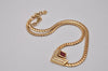 Authentic Christian Dior Gold Tone Rhinestone Chain Pendant Necklace CD 6580I