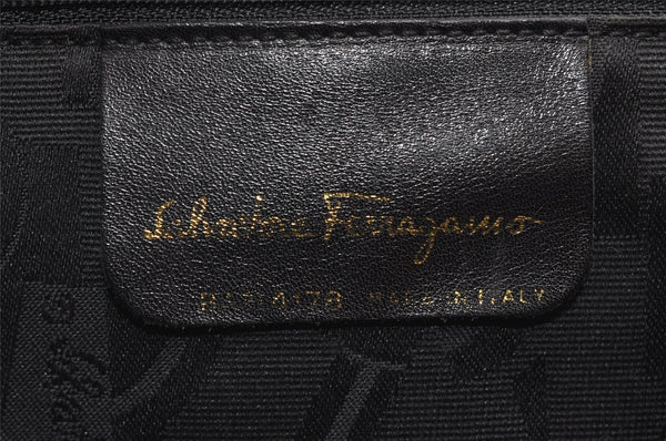 Authentic Salvatore Ferragamo Vara Ribbon Leather 2Way Hand Bag Black SF 6581I