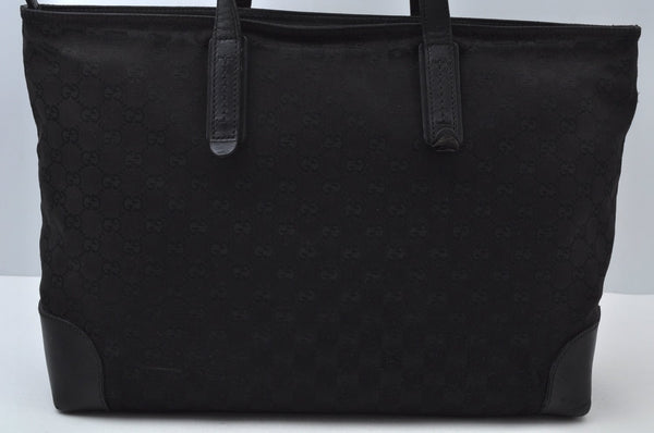 Authentic GUCCI Web Sherry Line Tote Bag GG Canvas Leather 308928 Black 6583J