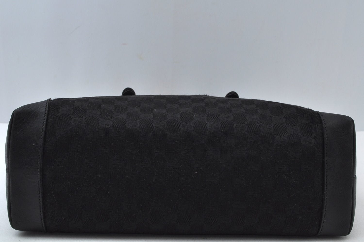 Authentic GUCCI Web Sherry Line Tote Bag GG Canvas Leather 308928 Black 6583J
