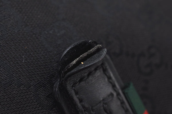 Authentic GUCCI Web Sherry Line Tote Bag GG Canvas Leather 308928 Black 6583J