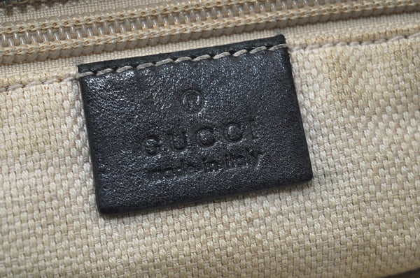 Authentic GUCCI Web Sherry Line Tote Bag GG Canvas Leather 308928 Black 6583J
