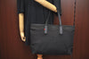 Authentic GUCCI Web Sherry Line Tote Bag GG Canvas Leather 308928 Black 6583J