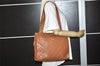 Authentic CHANEL Calf Skin Turnlock Matelasse Shoulder Tote Bag Brown CC 6584I