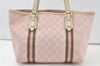 Authentic GUCCI Sherry Line Tote Bag GG Canvas Leather 137396 Pink 6584K