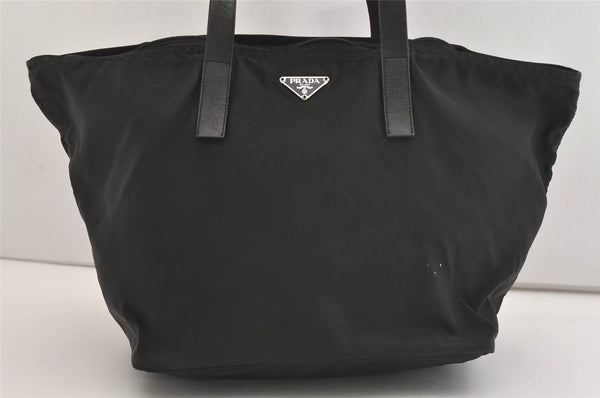 Authentic PRADA Vintage Nylon Tessuto Leather Shoulder Tote Bag Black 6585J