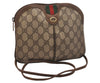 Authentic GUCCI Web Sherry Line Shoulder Bag GG PVC Leather Brown Junk 6586J