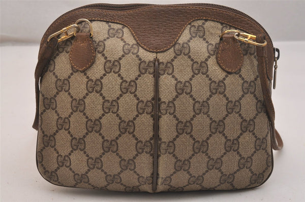 Authentic GUCCI Web Sherry Line Shoulder Bag GG PVC Leather Brown Junk 6586J