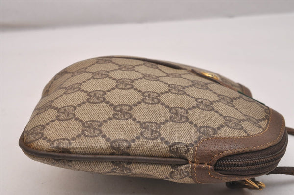 Authentic GUCCI Web Sherry Line Shoulder Bag GG PVC Leather Brown Junk 6586J