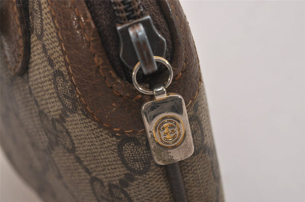 Authentic GUCCI Web Sherry Line Shoulder Bag GG PVC Leather Brown Junk 6586J
