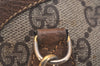 Authentic GUCCI Web Sherry Line Shoulder Bag GG PVC Leather Brown Junk 6586J