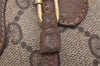 Authentic GUCCI Web Sherry Line Shoulder Bag GG PVC Leather Brown Junk 6586J