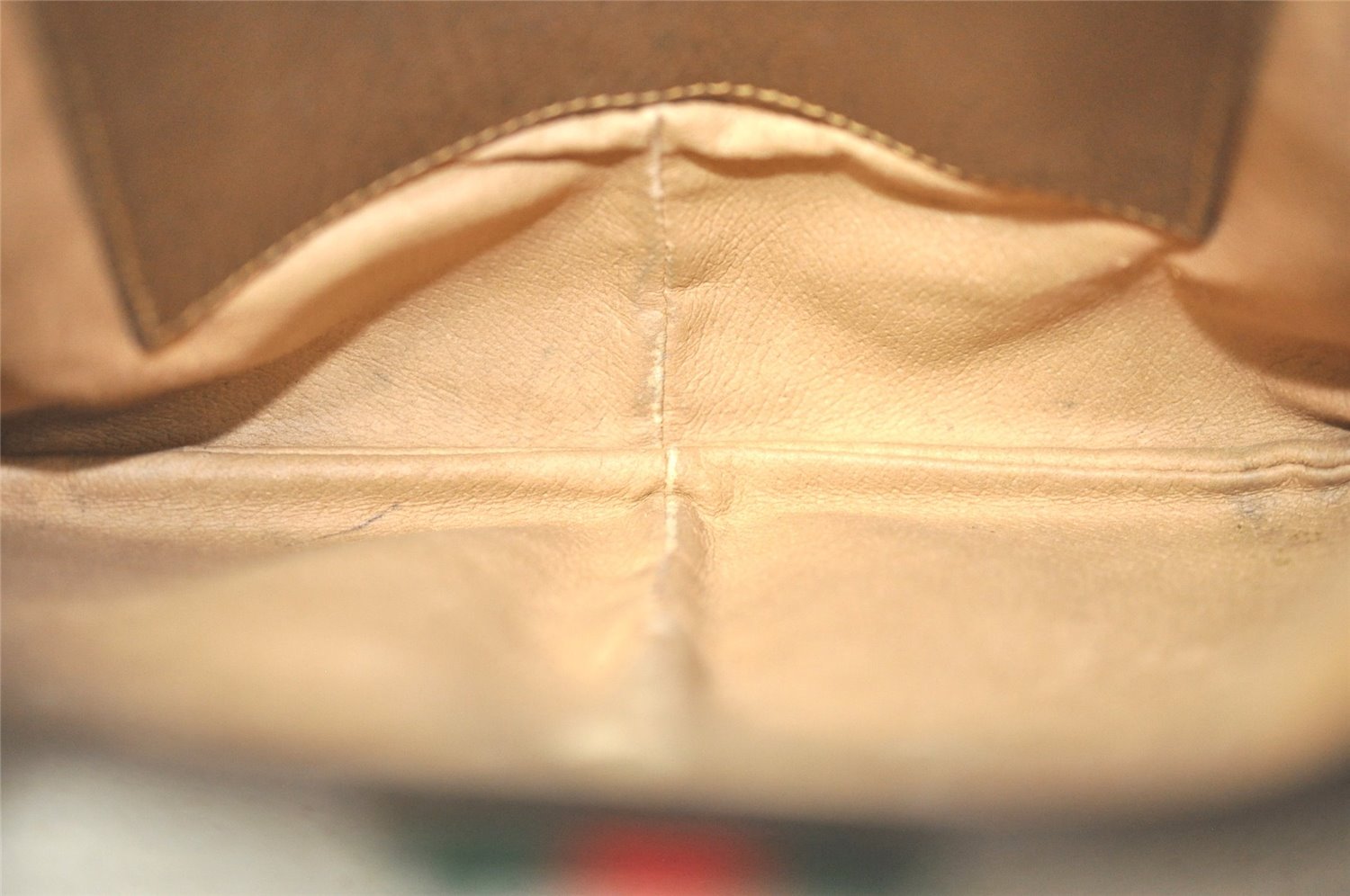 Authentic GUCCI Web Sherry Line Shoulder Bag GG PVC Leather Brown Junk 6586J