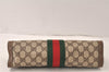 Authentic GUCCI Web Sherry Line Clutch Hand Bag GG PVC Leather Brown Junk 6586K