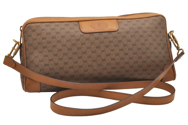 Authentic GUCCI Vintage Micro GG PVC Leather Shoulder Cross Body Bag Brown 6590J