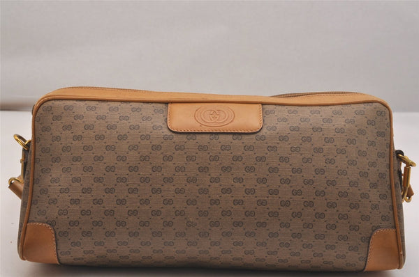 Authentic GUCCI Vintage Micro GG PVC Leather Shoulder Cross Body Bag Brown 6590J