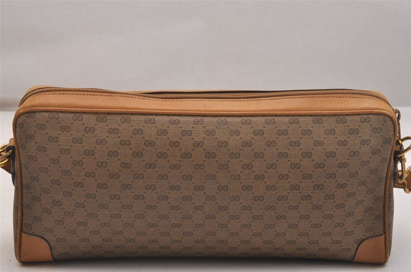 Authentic GUCCI Vintage Micro GG PVC Leather Shoulder Cross Body Bag Brown 6590J